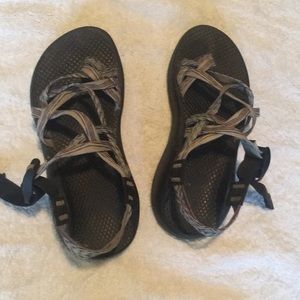 Black, teal, purple Chaco Sandals